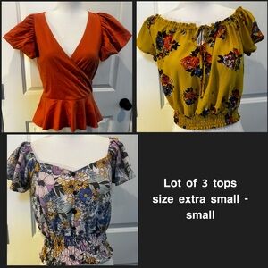 Lot of three boho tops size extra small - small floral Express